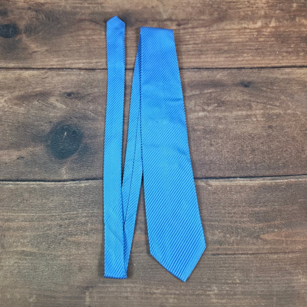 David Donahue Sterling Necktie Mens OS Blue Good Solid Ribbed Silk Hand Finished